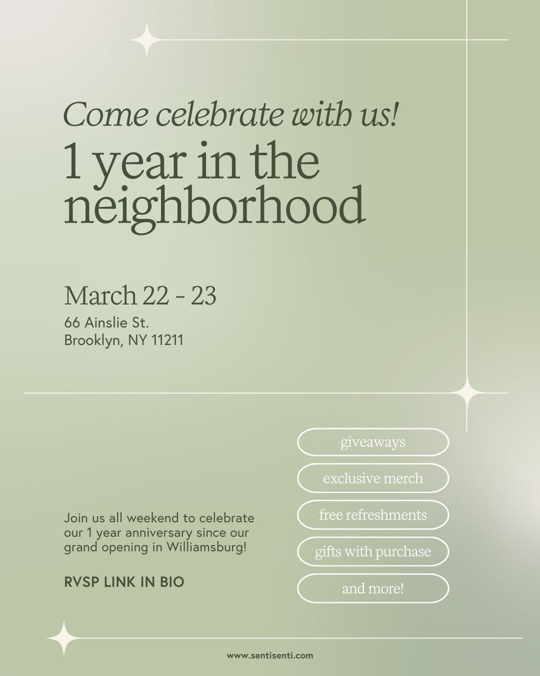 1 Year in Williamsburg Celebration