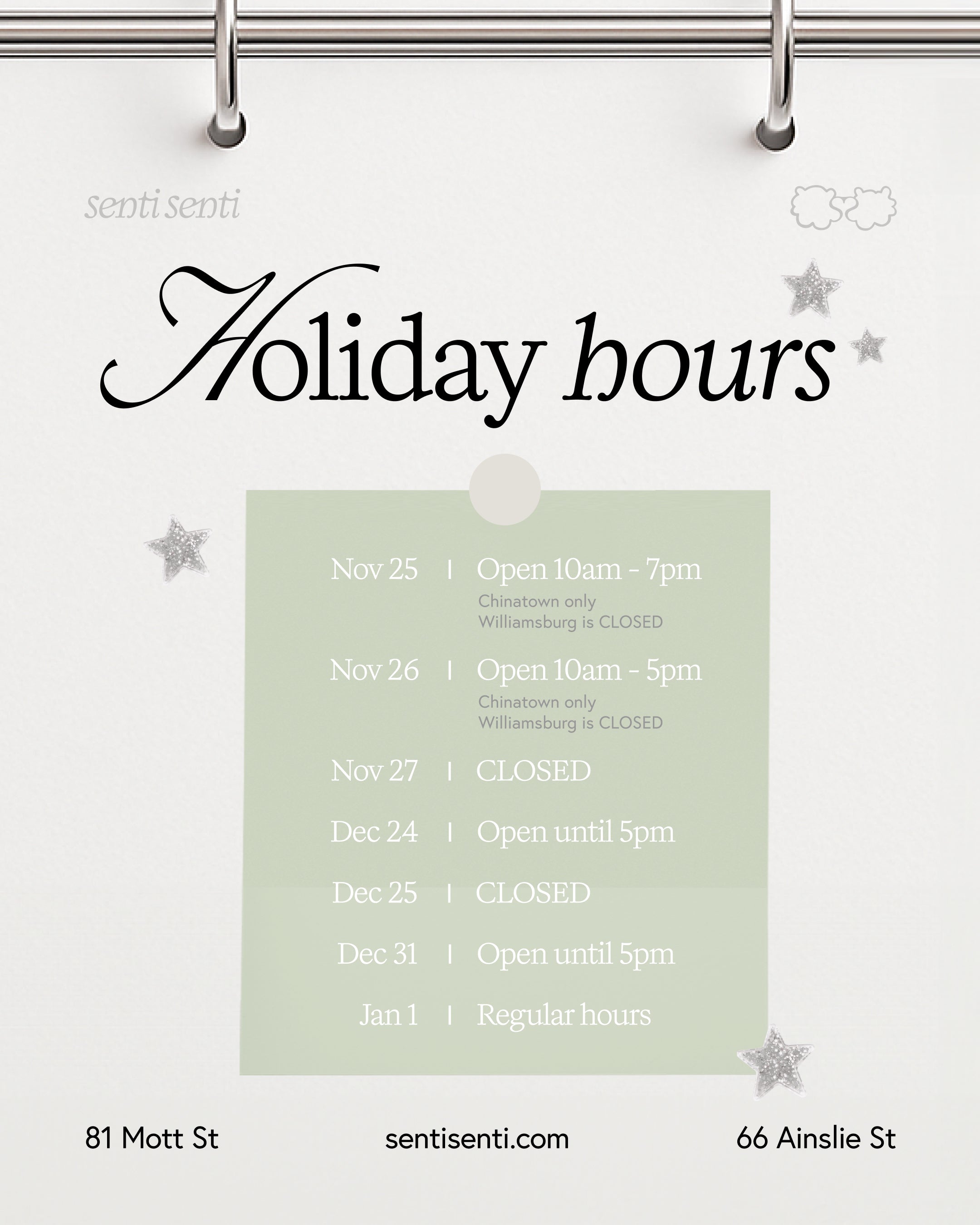 Holiday Store Hours