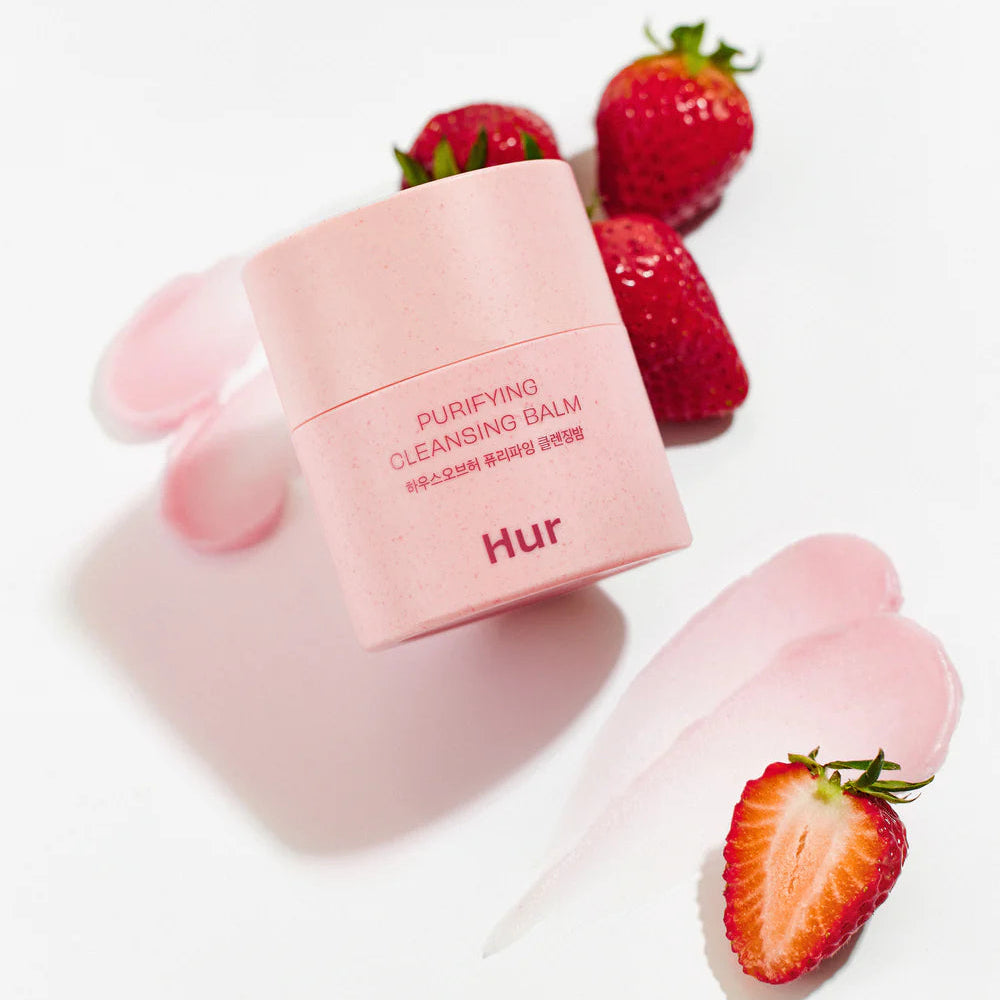 Pink Purifying Cleansing Balm jar with Hur label, lid closed