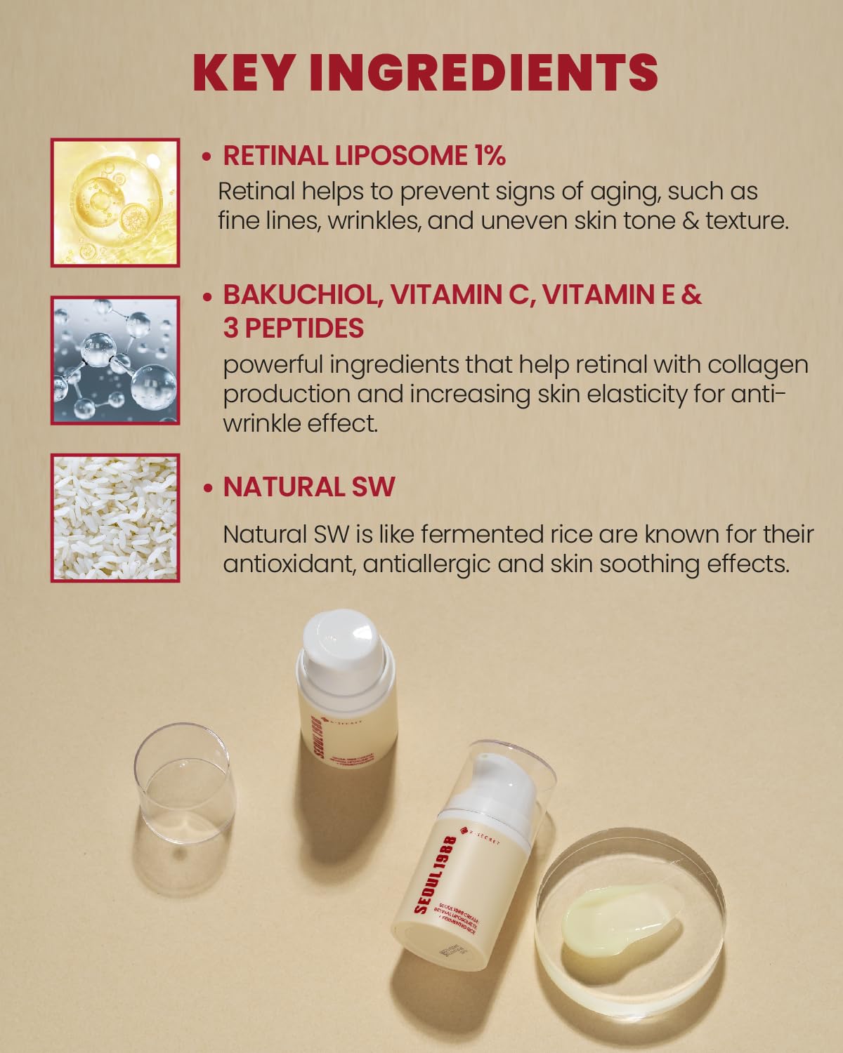 KSECRET SEOUL 1988 Cream Retinal Liposome 1% + Fermented Rice