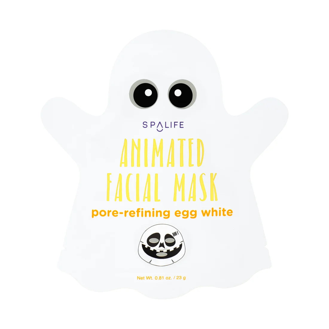 Animated facial mask sheet packaging with panda face and egg white text