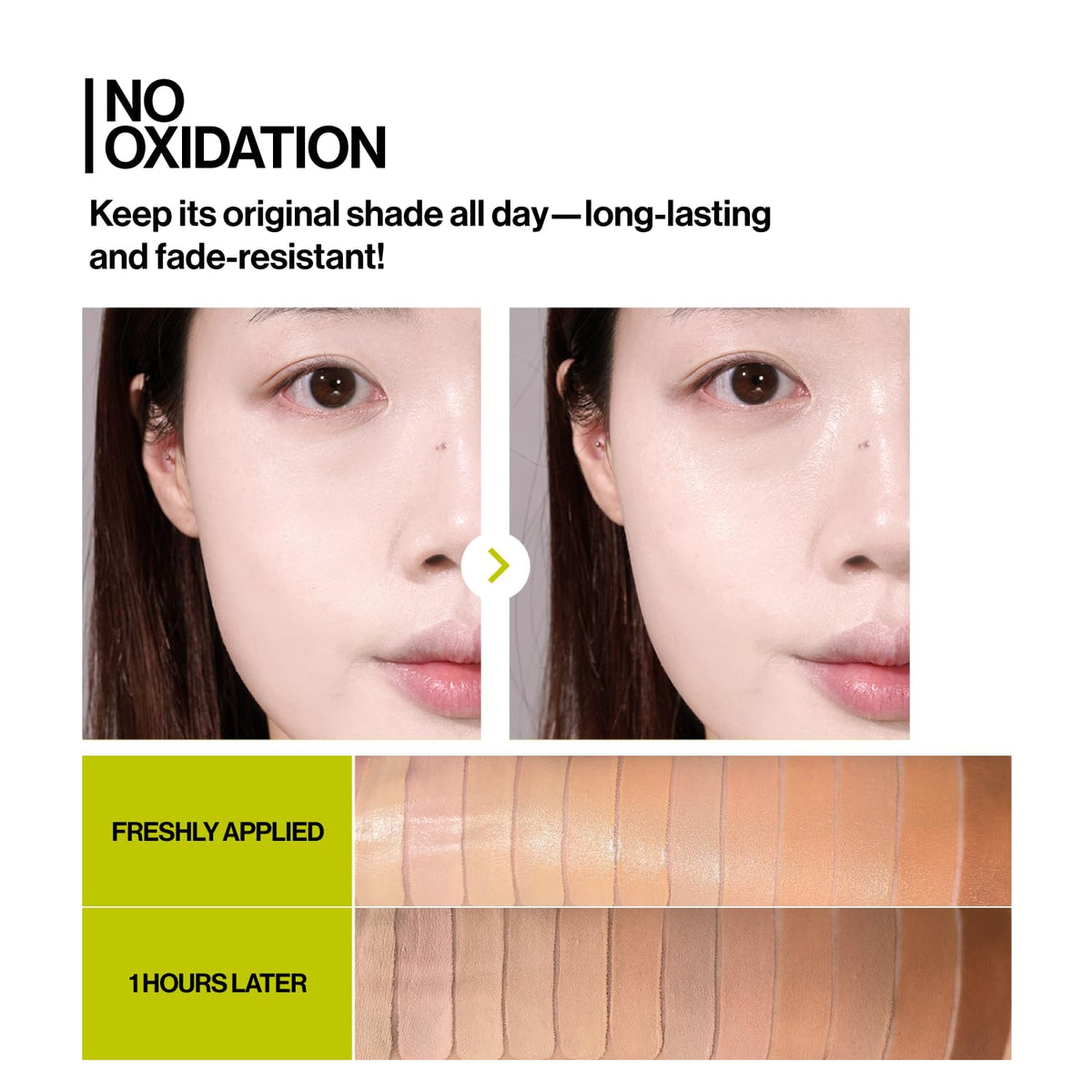 Cushion makeup applied on face, showing smooth finish on skin