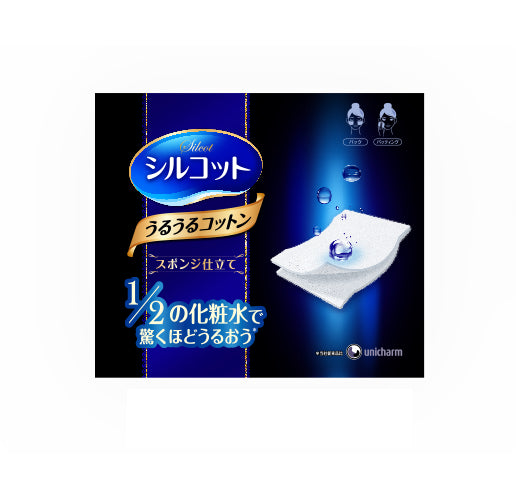 Unicharm Silcot Uruuru Sponge Facial Cotton 40 Count Beauty Silcot