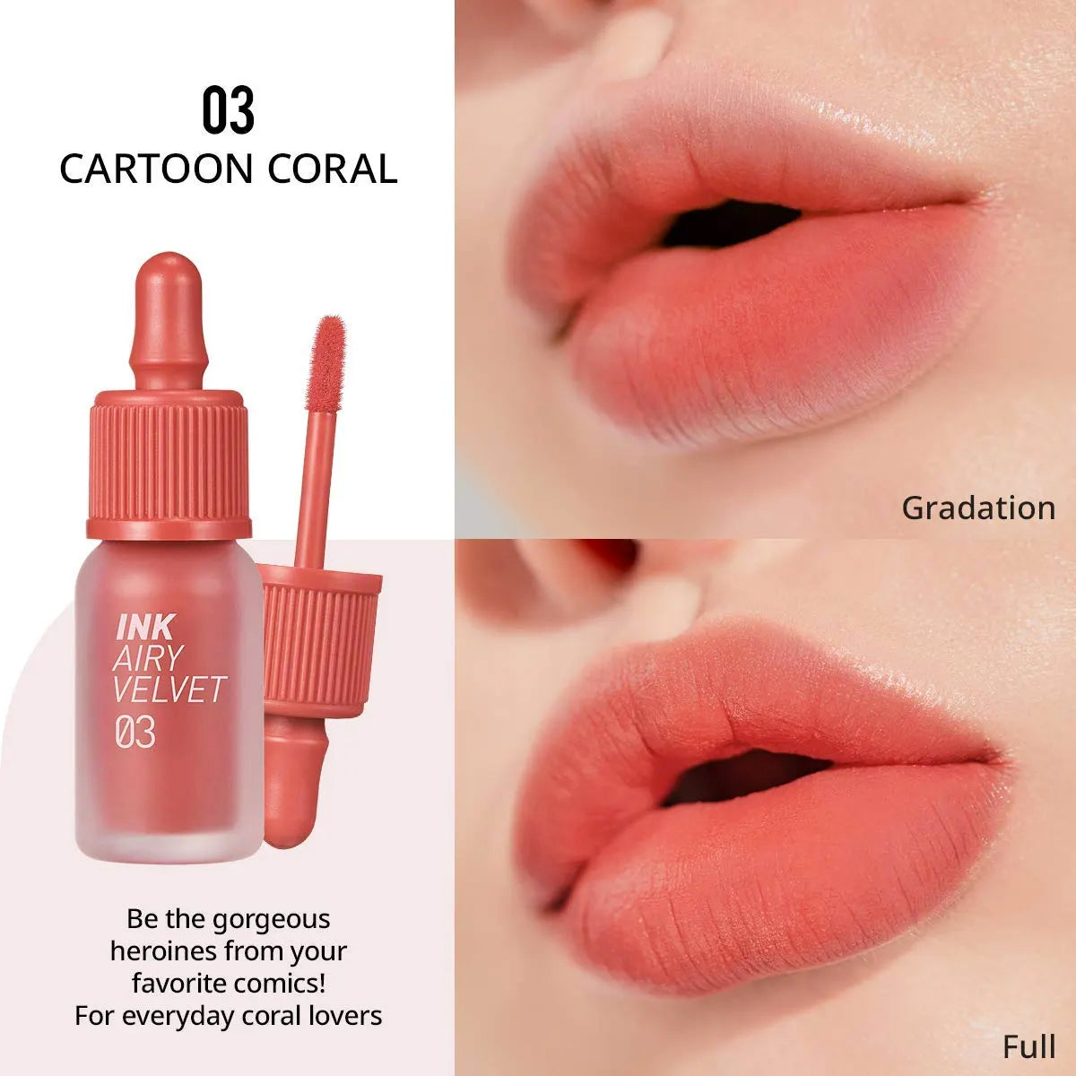 Peripera Ink Airy Velvet 03 Cartoon Coral Health & Beauty Peripera