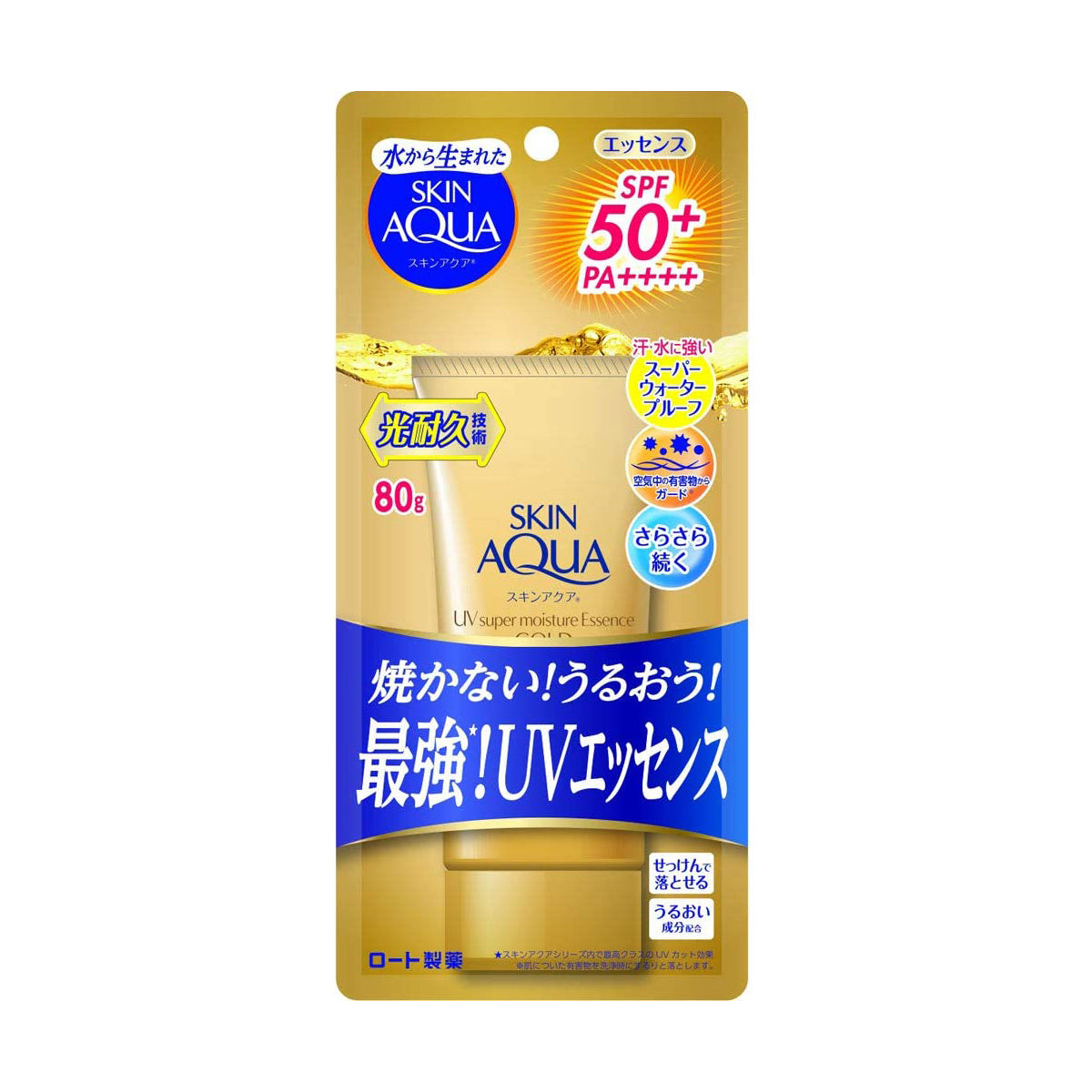 Rohto Skin Aqua UV Super Moisture Essence Gold SPF 50+ Beauty Rohto