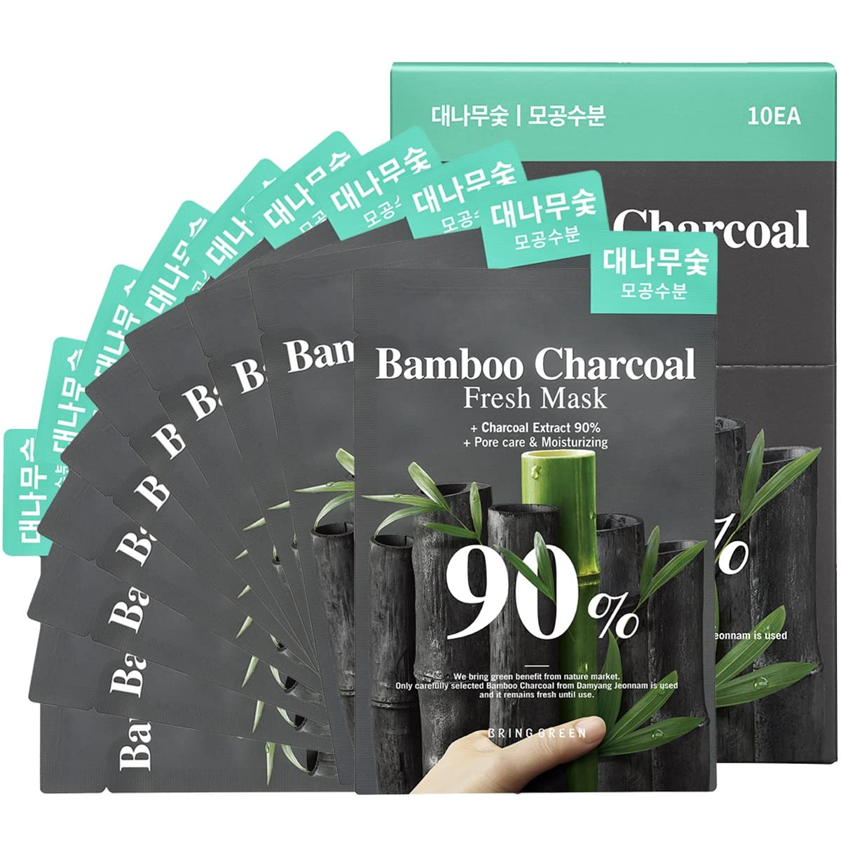 Bring Green Bamboo Charcoal 90% Fresh Mask Beauty Bring Green 10 pack  