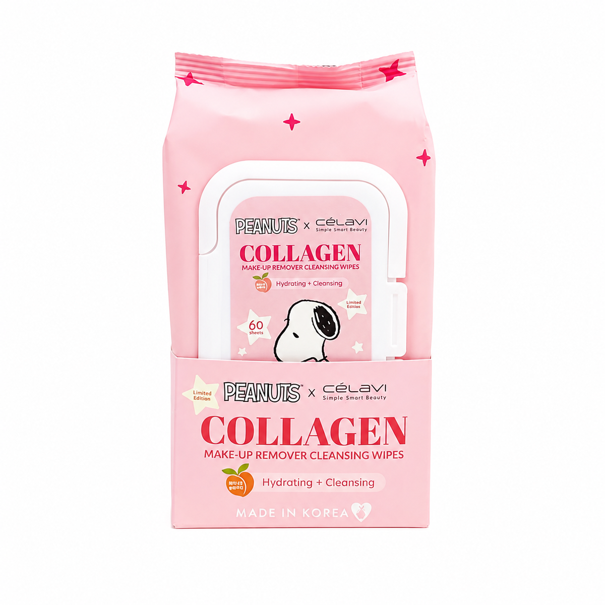 Celavi x Peanuts Snoopy Collagen Makeup Remover Cleansing Wipes