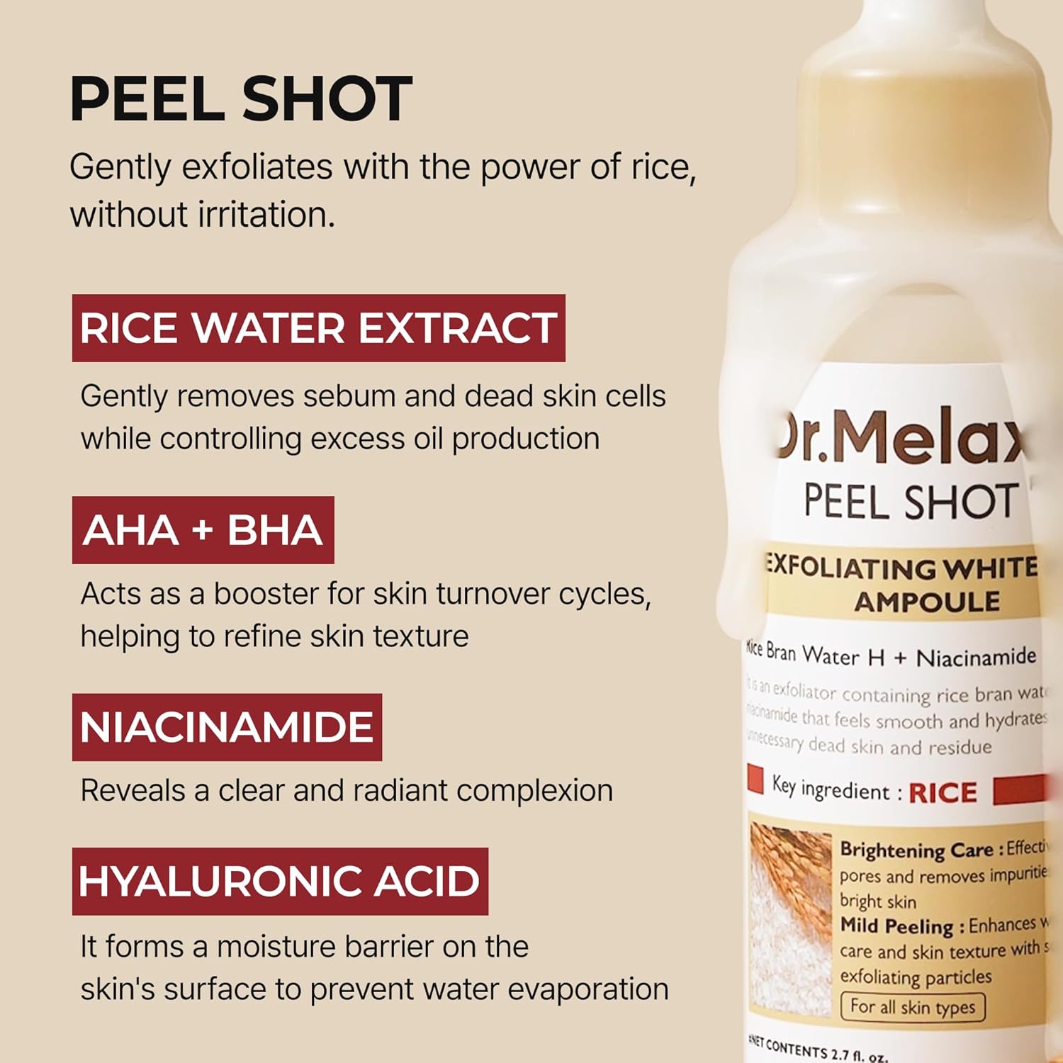 Dr. Melaxin Peel Shot Exfoliating White Rice Ampoule