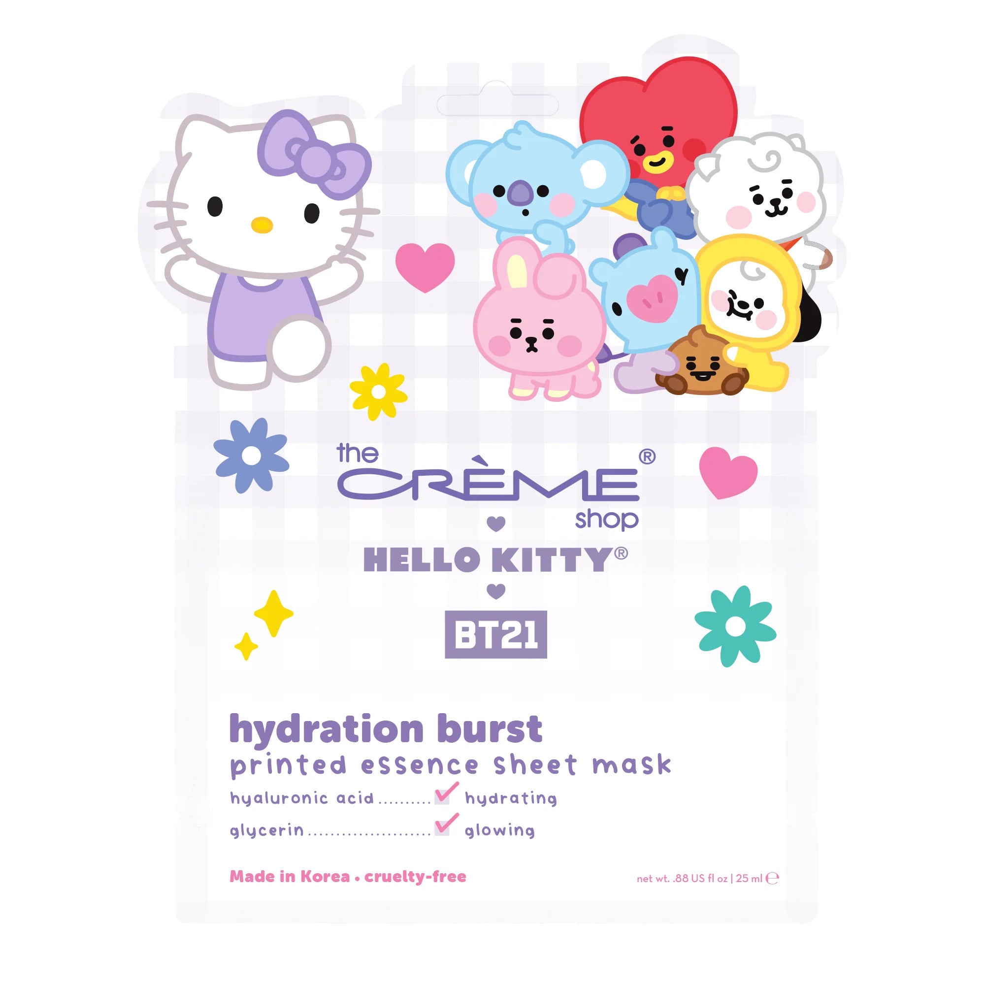 The Crème Shop x Sanrio Hello Kitty X BT21 Hydration Burst Printed Essence Sheet Mask