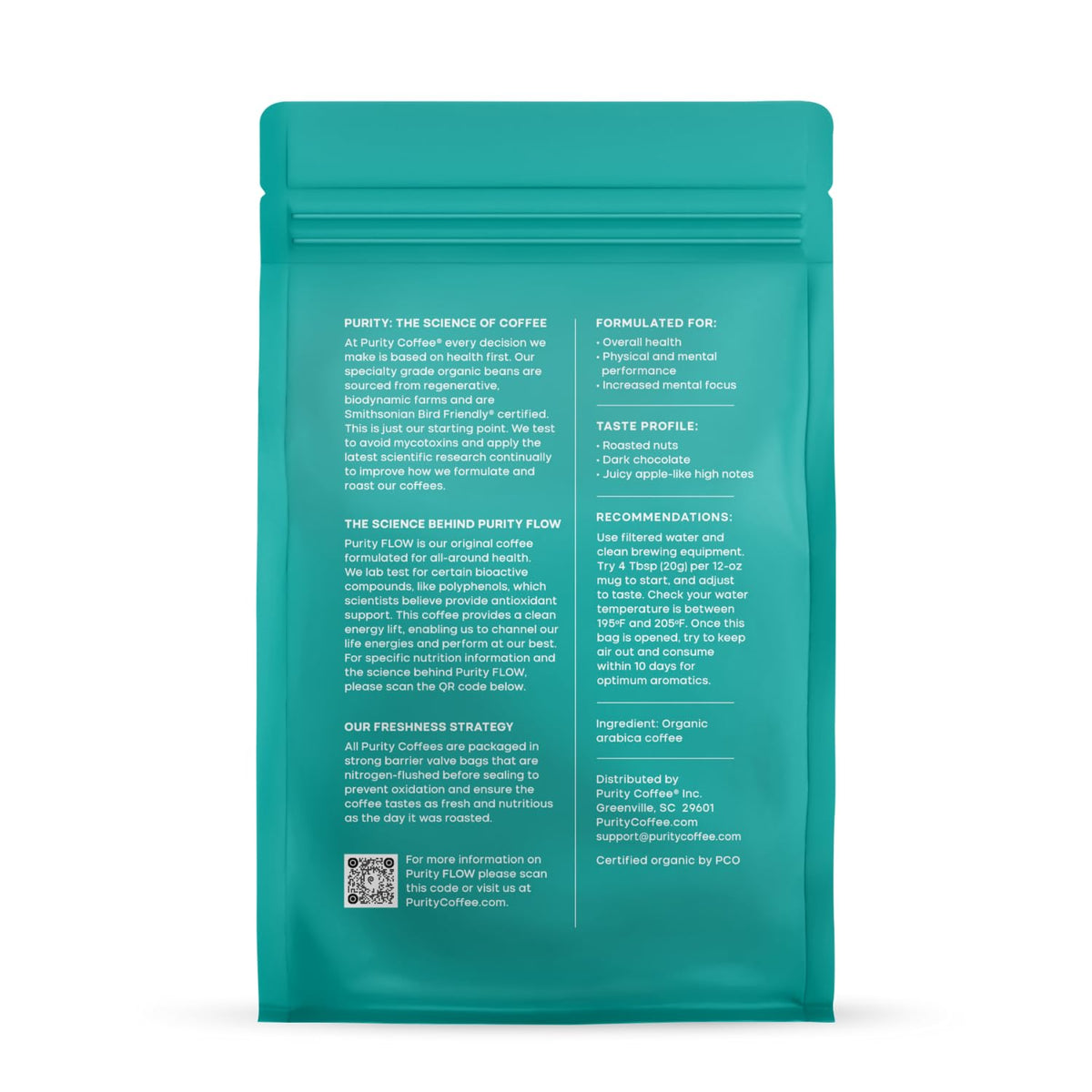 Purity Coffee Organic Mold Free Medium Roast Whole Bean Coffee