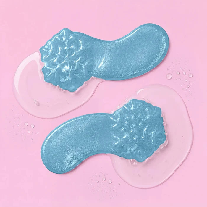 a blue and pink gel on a pink background