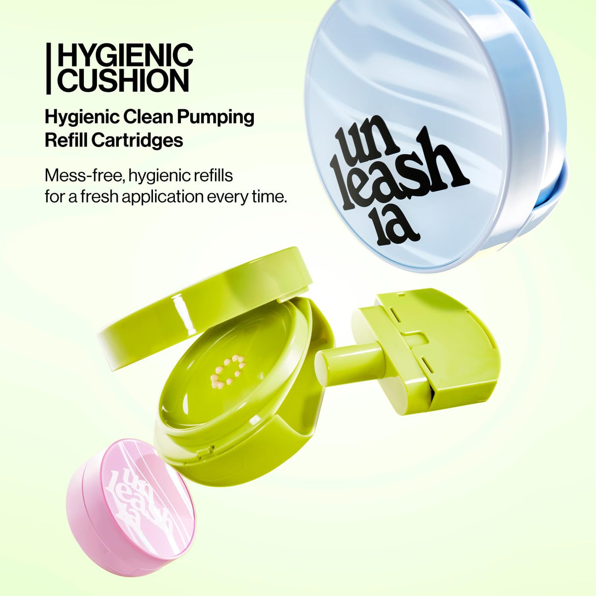 Baby blue cushion refill cartridges with pump applicator