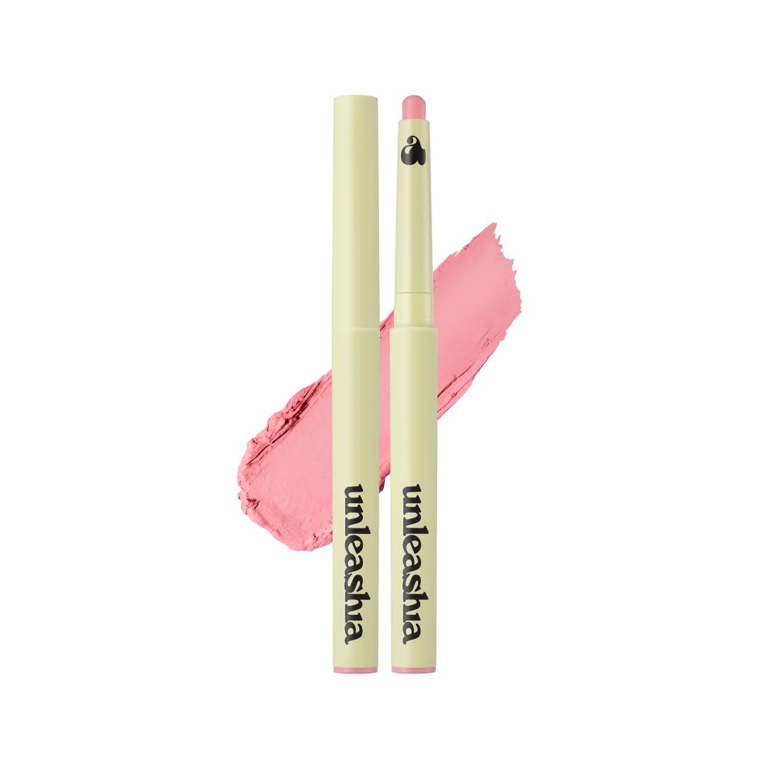Matte lip pencil in soft pink shade, open cap with wide swatch