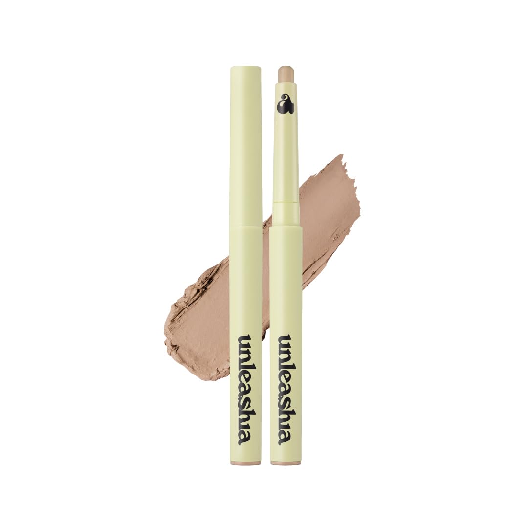 Matte lip pencil in nude brown shade, with open cap and swatch on side